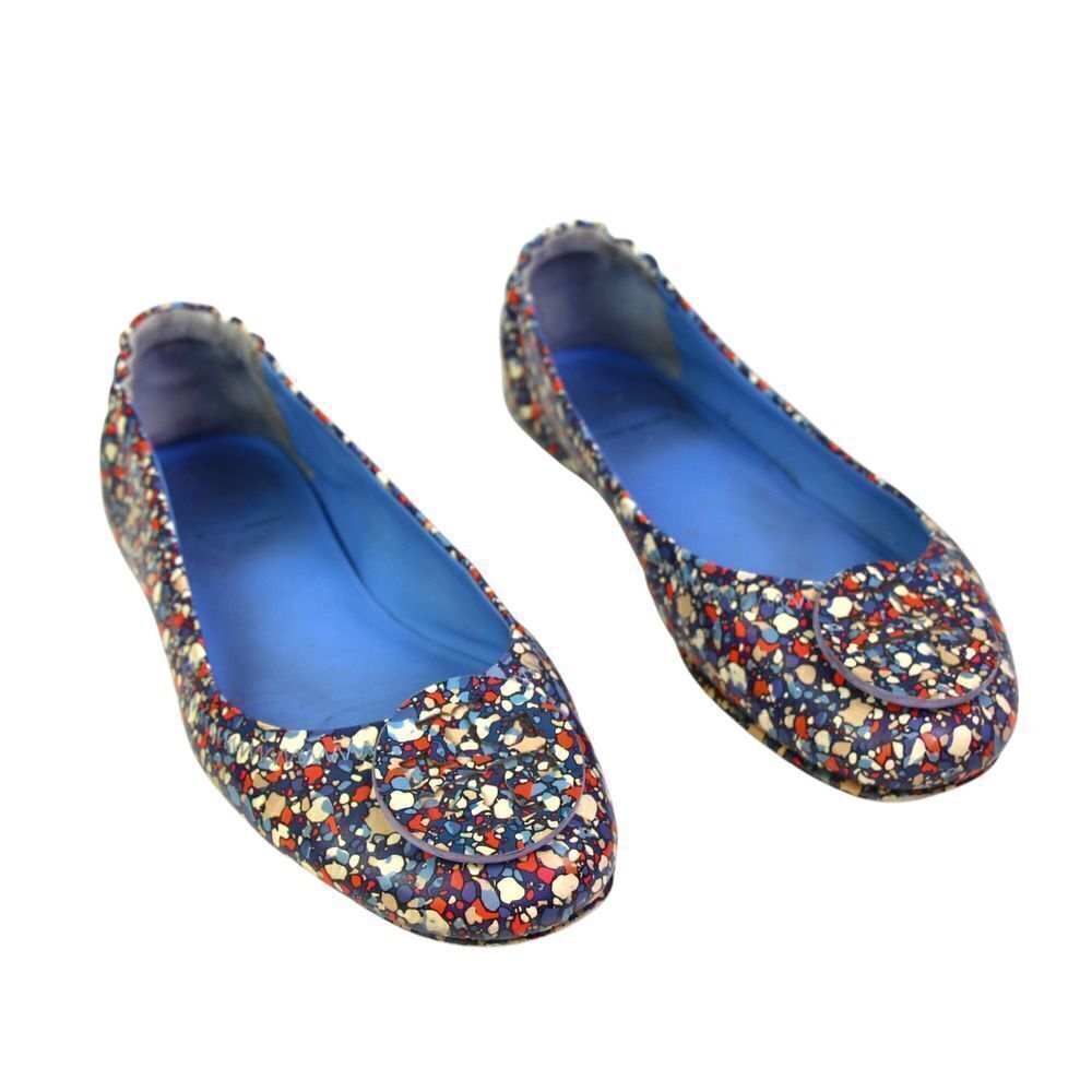 Tory Burch MULTICOLOR GENUINE LEATHER FLAT ROUND TOE BALLET SLIP ON SHOES Sz 7.5